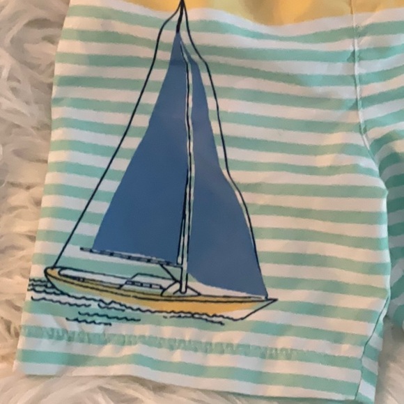 J Khaki Striped Sailboat Kids Swim Shorts - Picture 4 of 6